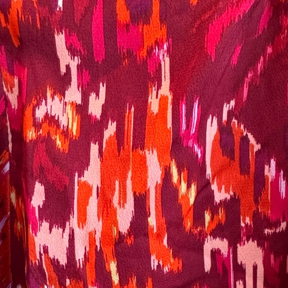 THML Burgundy Breanna Abstract Print Blouse Puff Sleeve - Picture 3 of 10